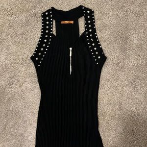 Sexy studded zipper top